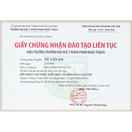 Chứng nhận đào tạo