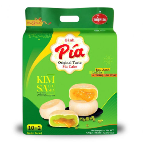 Bánh Pía Kim Sa - Đậu Xanh, Lá Dứa, Trứng Tan Chảy (12 bánh)