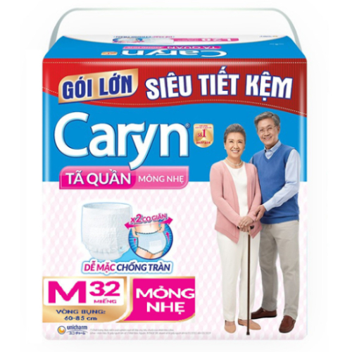 Tã-Bỉm Quần Người Lớn Caryn Mỏng Nhẹ M32 (32 miếng) 60 - 85 Cm